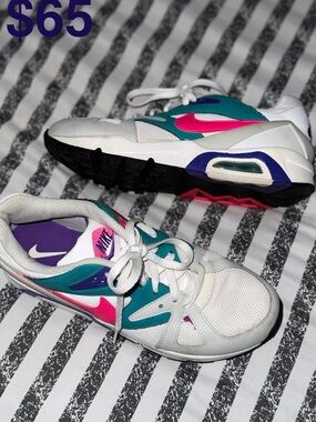 Nike White Athletic Sneakers with Teal, Pink & Purple Accents